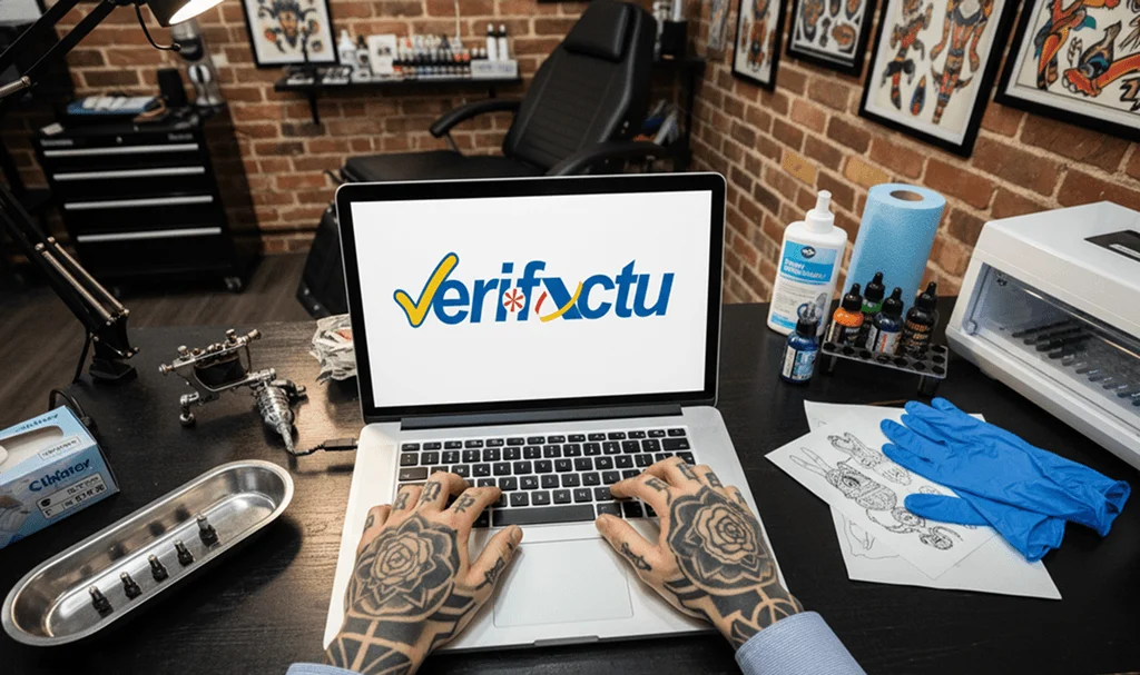 Tatuador facturando con un software compatible con VeriFactu