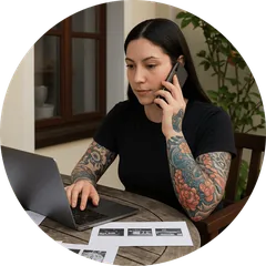 Manager de un estudio de tatuajes gestionando citas con Studioapp
